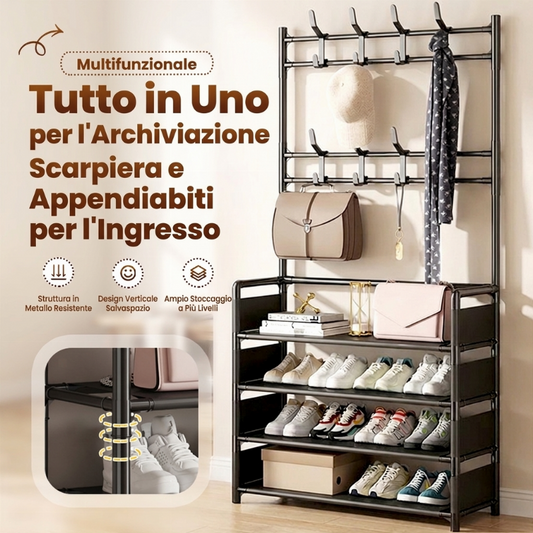 🧥👟 Scarpiera e Portaabiti Multifunzionale per Ingresso – Ideale per Casa, Ufficio e Piccoli Spazi ✨