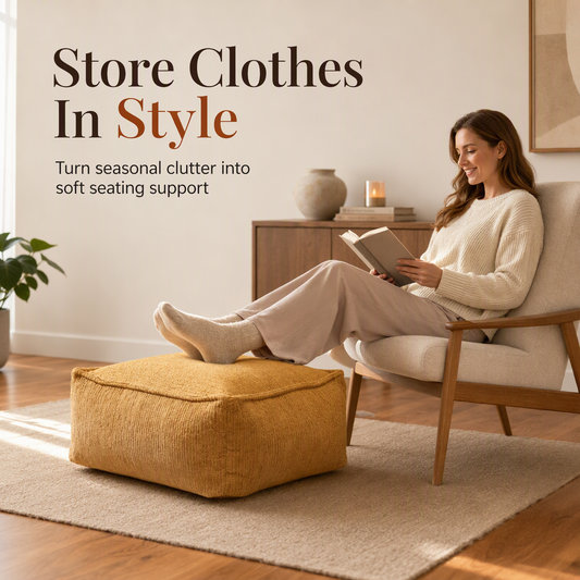 📢📢50% DI SCONTO !! ⏰Rivestimento per pouf contenitore: da riempire con vestiti, portata 100 kg, ampia cerniera, lavabile, 45x45x23 cm