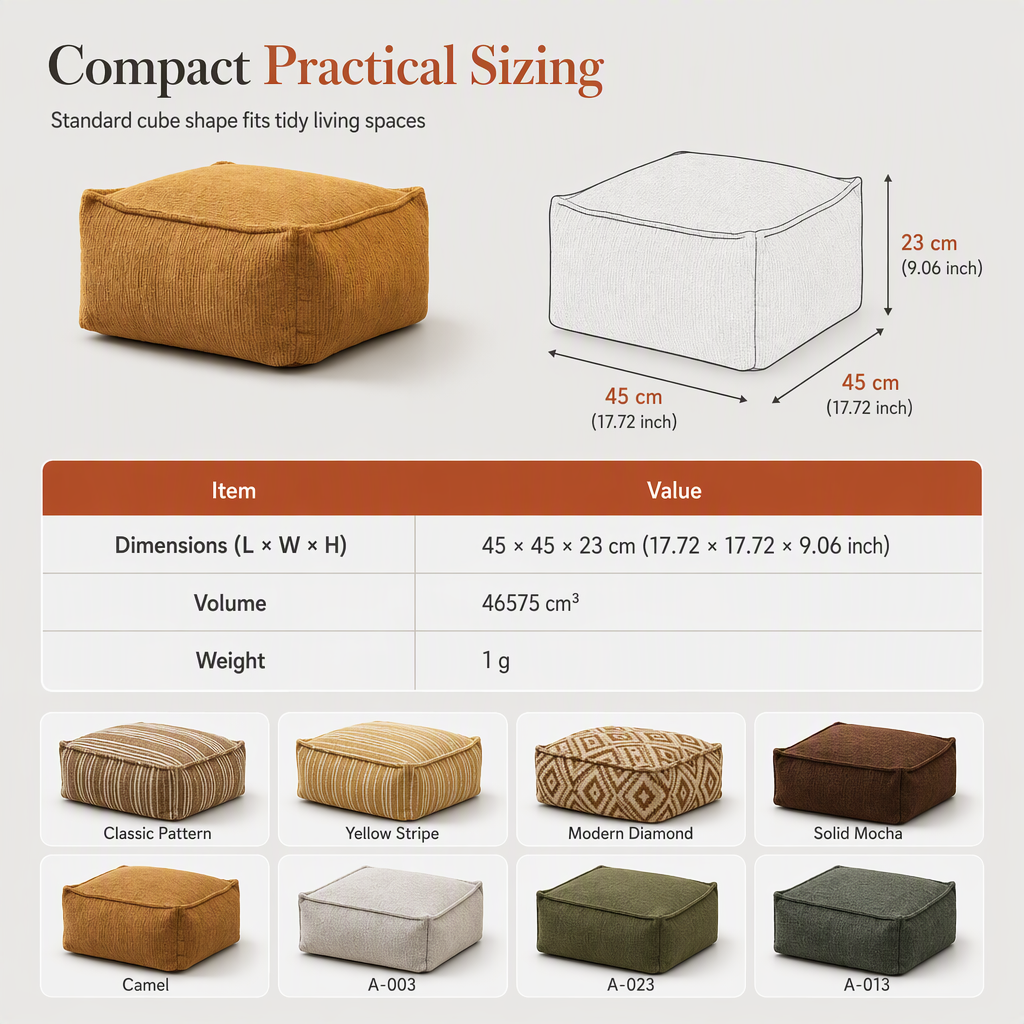 📢📢50% DI SCONTO !! ⏰Rivestimento per pouf contenitore: da riempire con vestiti, portata 100 kg, ampia cerniera, lavabile, 45x45x23 cm