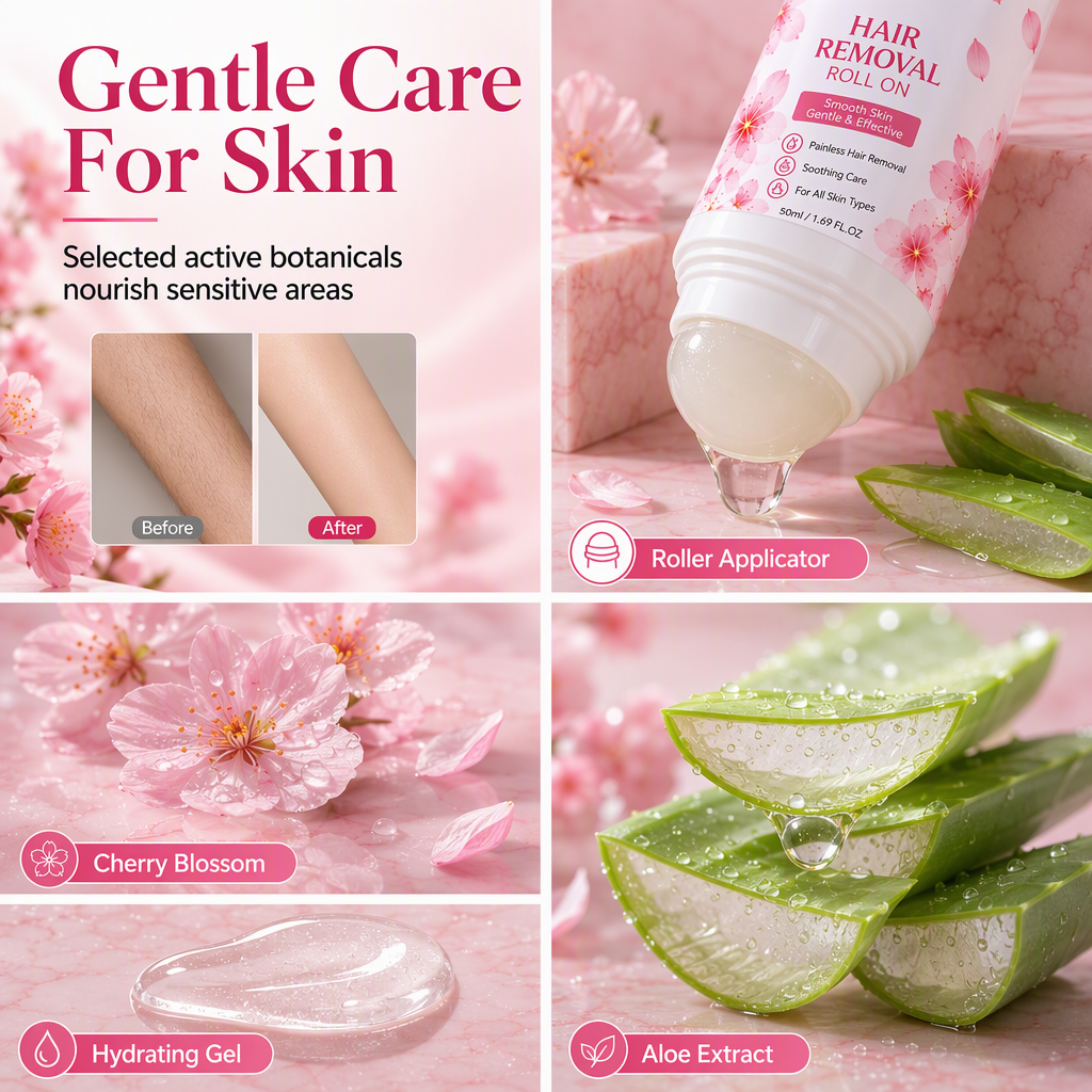 🌸✨ Rimozione dei Peli Corporei Delicata e Levigante con Roll-On – Ideale per una Pelle Liscia, Morbida e Senza Stress
