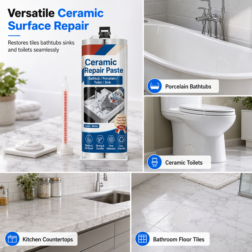 🏠 Pasta riparatrice per piastrelle in ceramica – Ripara facilmente crepe e scheggiature con una soluzione fai da te impermeabile 🛠️
