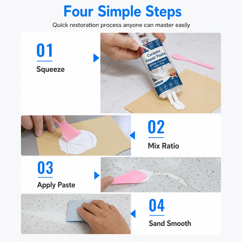 🏠 Pasta riparatrice per piastrelle in ceramica – Ripara facilmente crepe e scheggiature con una soluzione fai da te impermeabile 🛠️