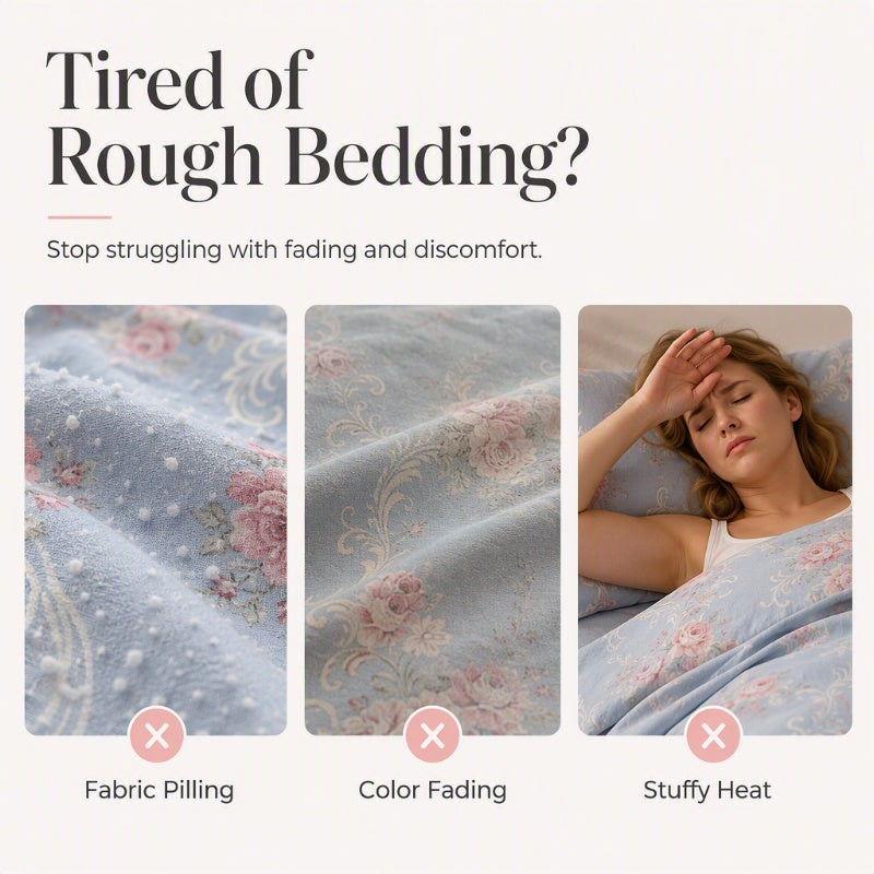 🛏️ 50% DI SCONTO ORA! 🌸 Piumino spesso a fiori – comfort traspirante, cotone spazzolato morbido come il velluto e design elegante – perfetto per camere da letto, camere degli ospiti e alloggi per studenti ✨