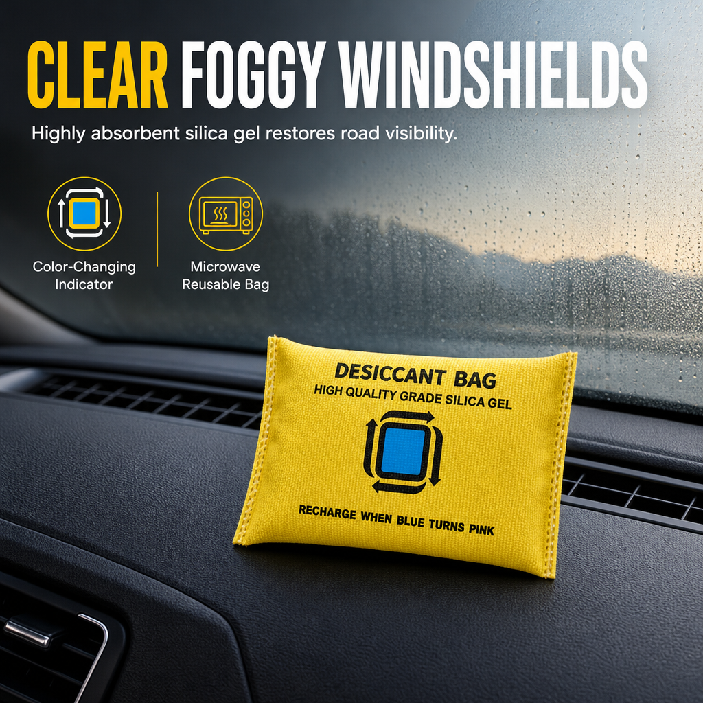🚗✨ Sacchetto deumidificatore riutilizzabile per auto – Dì Addio al parabrezza appannato! 🚫 Silice indicatore colore, rigenerabile a microonde, elimina condensa 💨