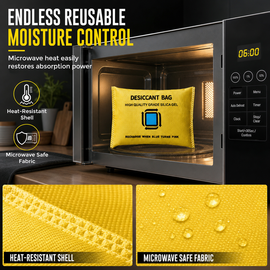 🚗✨ Sacchetto deumidificatore riutilizzabile per auto – Dì Addio al parabrezza appannato! 🚫 Silice indicatore colore, rigenerabile a microonde, elimina condensa 💨