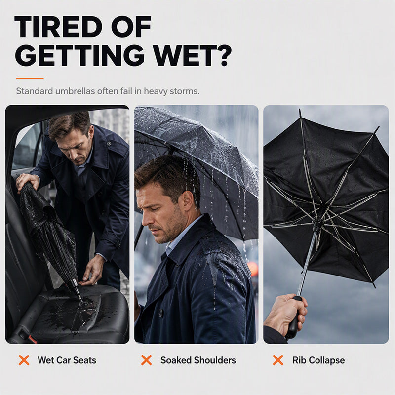 ☂️50% DI SCONTO ORA! Ombrello pieghevole extra large – 130 cm, 12 stecche, antivento e con chiusura inversa, protezione solare UPF50+ per la famiglia, gli spostamenti quotidiani e le attività all'aperto