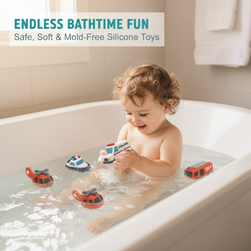 6PCS Mold-Free Baby Silicone Bath Toys