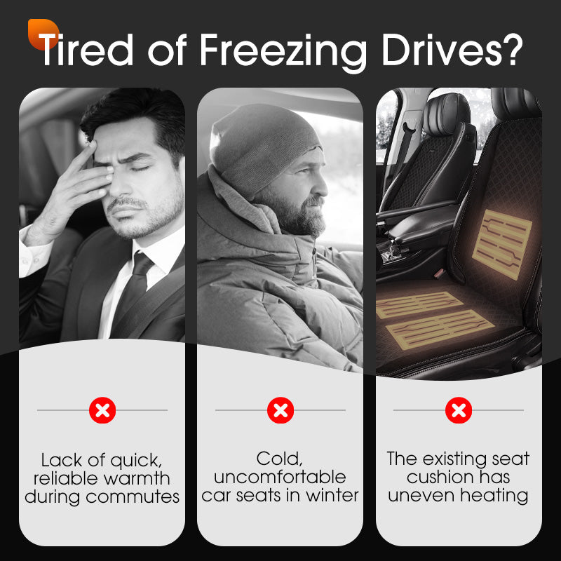 ✨ Cuscino riscaldato per sedile auto – Dì Addio al freddo sulla seduta in inverno! 🚫 Riscaldamento in 30 secondi, 2 livelli di temperatura, protezione dal surriscaldamento, fondo antiscivolo 🚗