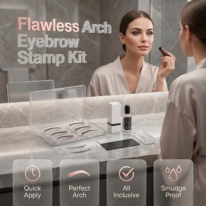 🖌️✨ Kit timbro per sopracciglia simmetrico – Dì Addio alle sopracciglia asimmetriche e sbavate! 🚫 Facile per principianti, resistente al sudore, look naturale tutto il giorno 🤎