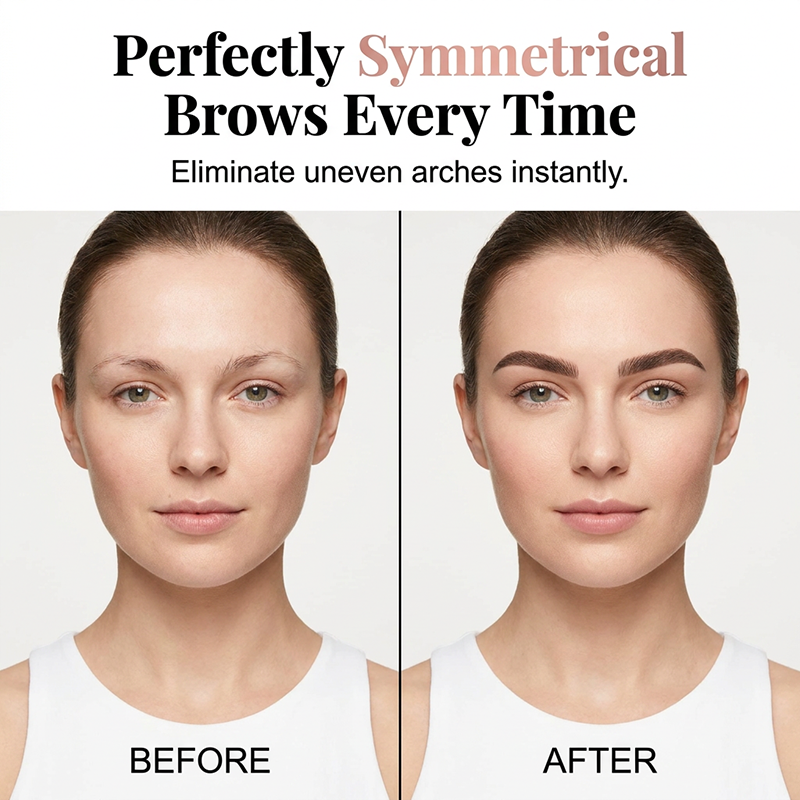 🖌️✨ Kit timbro per sopracciglia simmetrico – Dì Addio alle sopracciglia asimmetriche e sbavate! 🚫 Facile per principianti, resistente al sudore, look naturale tutto il giorno 🤎