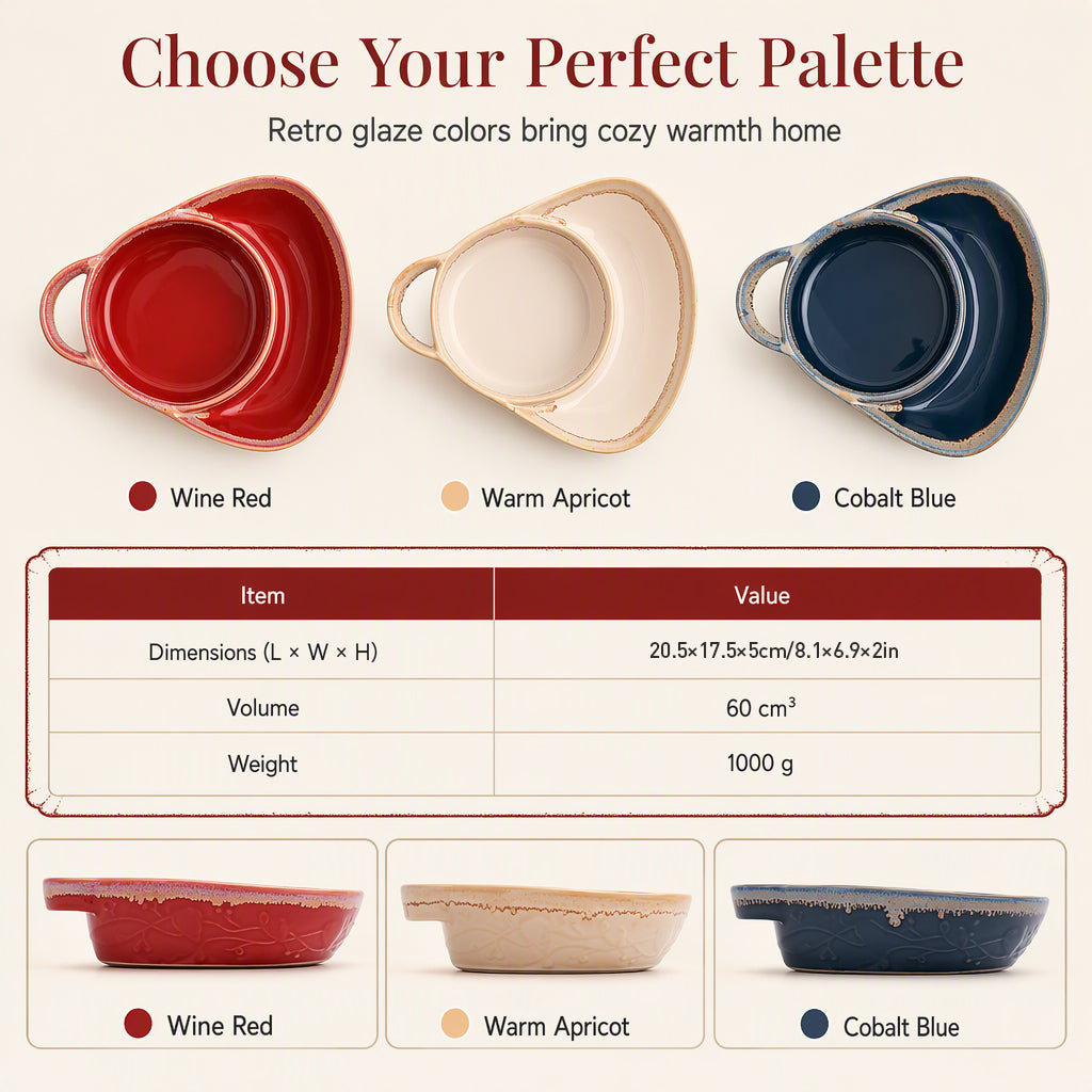 🥳SUPER OFFERTA 2026🥳💞OLTRE 50.000 PEZZI VENDUTI! Pirofila in ceramica rétro a scomparti con manico singolo