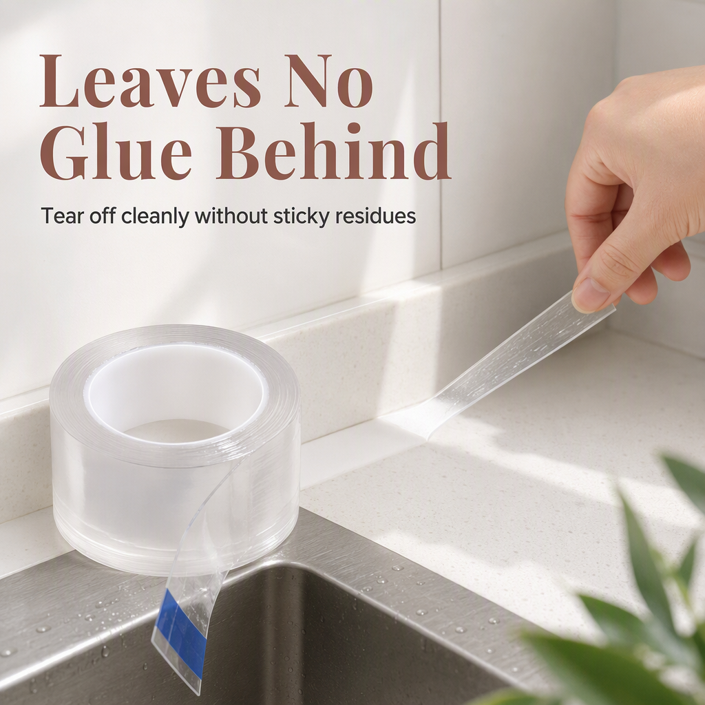 🧼✨ Nastro adesivo trasparente antimuffa – Dì Addio a Muffa, Sporco e Infiltrazioni d'acqua! 🚫 Sigilla perfettamente fessure e angoli senza lasciare residui di colla 🚿
