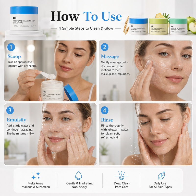 Balsamo detergente struccante✨Scioglie trucco waterproof e protezione solare senza strofinare. Con olio di semi d'uva, burro di karité e squalano, idrata la pelle. Si emulsiona velocemente con acqua, senza residui oleosi, delicato sul contorno occhi✅