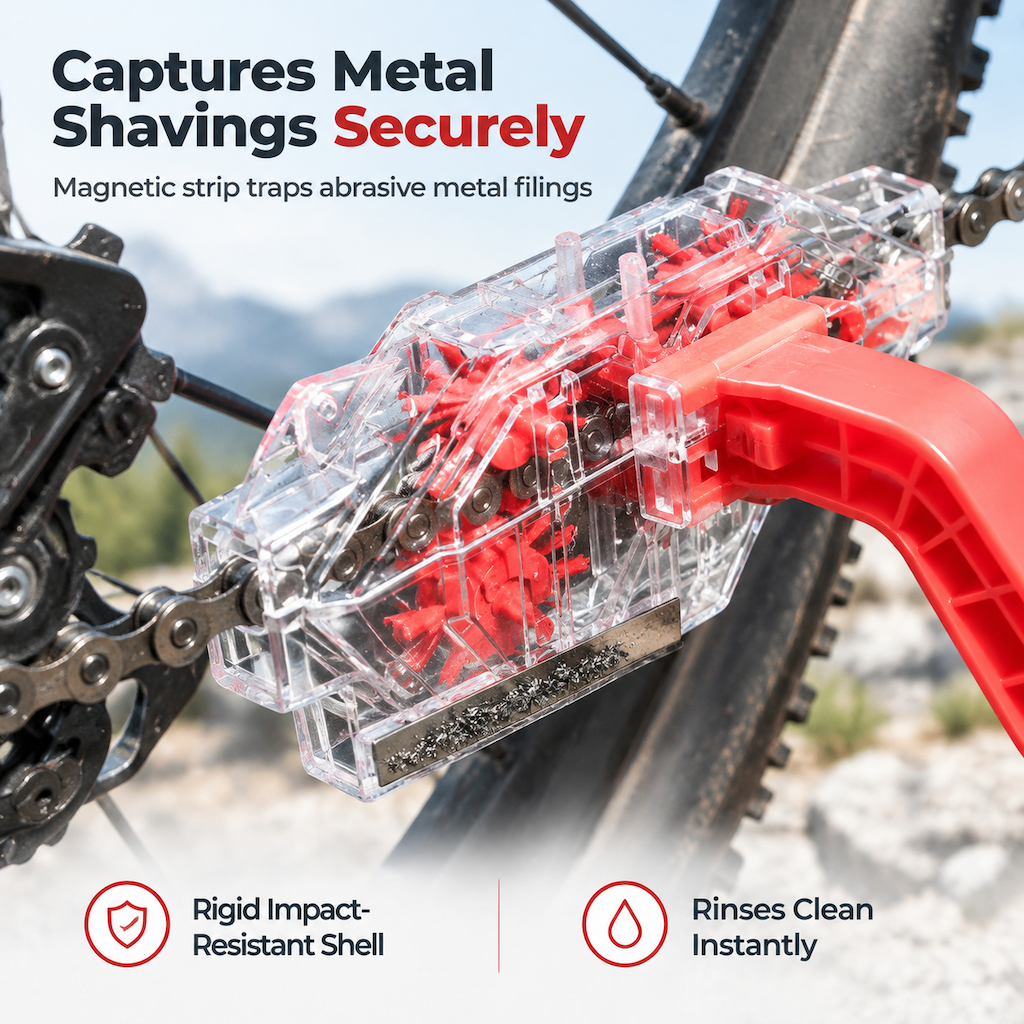 🥳PROMO 2026🥳 💞OLTRE 40.000 VENDUTI! 🚴🧽 SCONTO DEL 50%! Pulitore per catena bici trasparente – spazzole rotanti, magnete integrato, nessun disordine. Pulisci facilmente la catena e proteggi la trasmissione! 🛡️✅