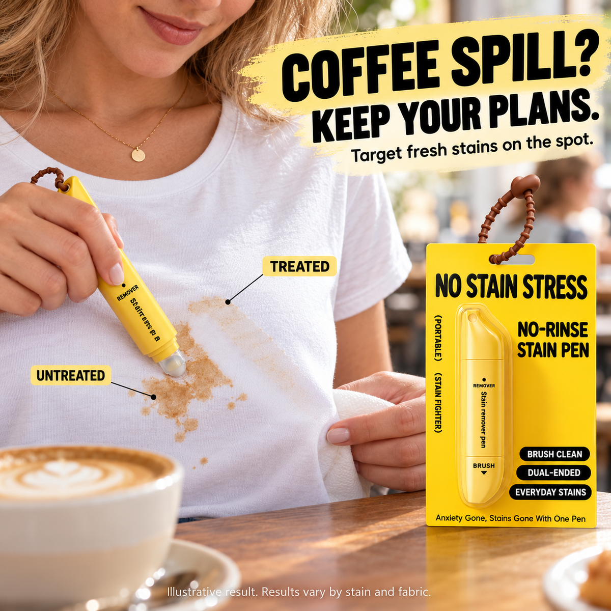⏰50% DI SCONTO – ULTIMA CHANCE⏰ Penna Smacchiante Portatile a Doppia Testa – Roller e Spazzola, Senza Acqua – Rimuove Trucco, Grasso, Caffè e Vino – 15ml! 🔥