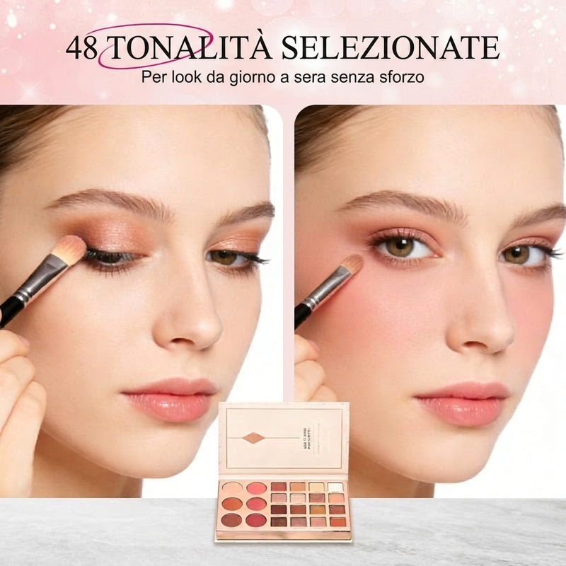 📖✨ Libro trucco 48 colori all-in-one – Dì Addio a Troppe Palette Ingombranti! 🚫 Ombretti, Fard, Contour e Rossetti in un Solo Kit da Viaggio 💄