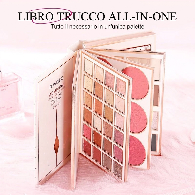 📖✨ Libro trucco 48 colori all-in-one – Dì Addio a Troppe Palette Ingombranti! 🚫 Ombretti, Fard, Contour e Rossetti in un Solo Kit da Viaggio 💄