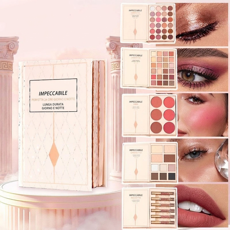 📖✨ Libro trucco 48 colori all-in-one – Dì Addio a Troppe Palette Ingombranti! 🚫 Ombretti, Fard, Contour e Rossetti in un Solo Kit da Viaggio 💄