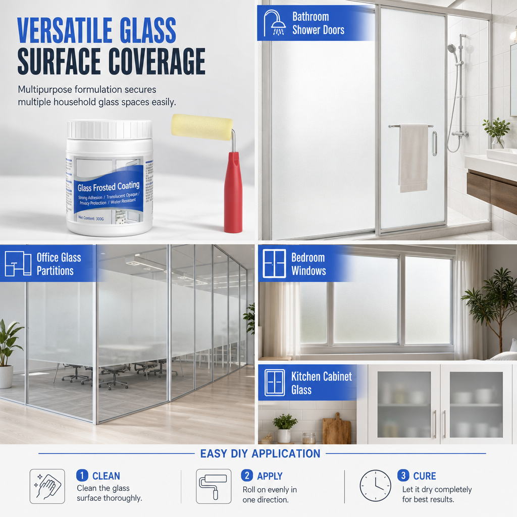 ✨ Vernice satinata per vetro privacy – Dì Addio a occhi indiscreti sulle finestre! 🚫 Lascia passare la luce, applicazione semplice con rullo 💧