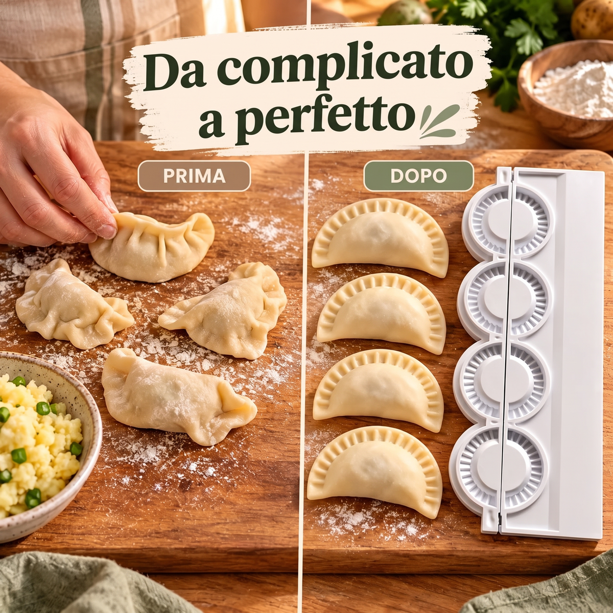 🥟✨ Stampo pressa per ravioli e pierogi – Dì Addio ai bordi irregolari e al ripieno che esce! 🚫 Facile da usare, sigillatura ermetica, adatto anche per gyoza e potstickers, lavabile in lavastoviglie 🧺