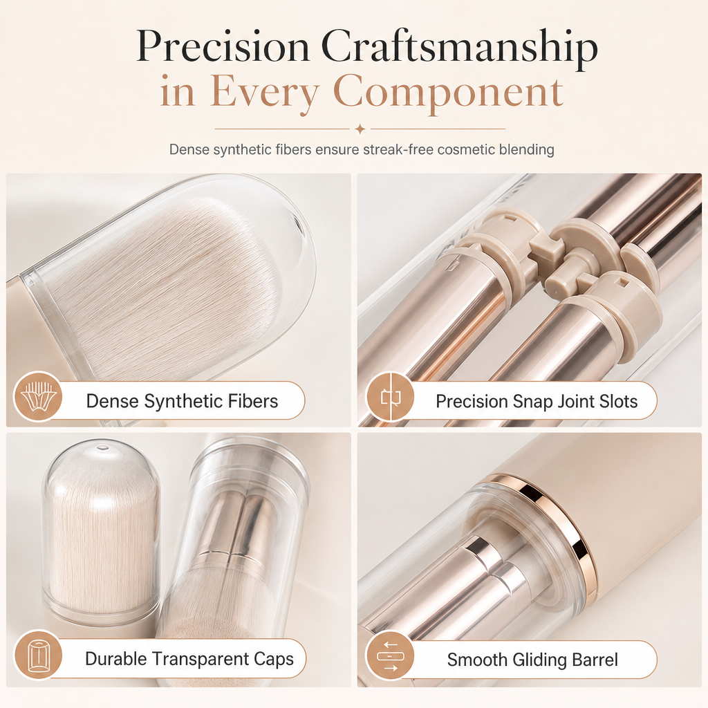 Set di pennelli trucco retrattili 5 in 1 da viaggio con pennelli per cipria, blush e labbra in silicone
