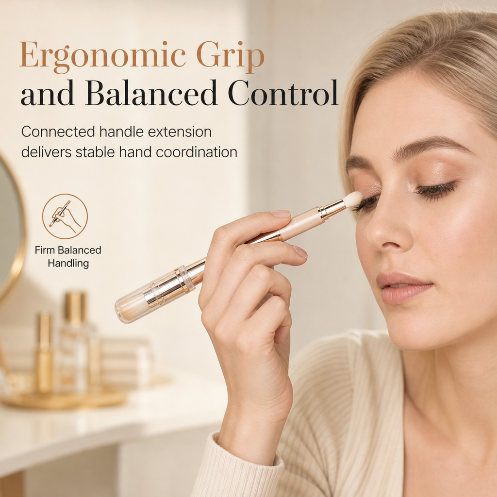 Set di pennelli trucco retrattili 5 in 1 da viaggio con pennelli per cipria, blush e labbra in silicone