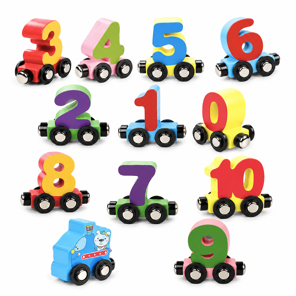 🚂✨ Trenino magnetico numerato in legno – Dì Addio a Giunti Fragili e Interruzioni di Gioco! 🚫 Unione magnetica istantanea, superficie levigata e ideale per imparare a contare 🔢