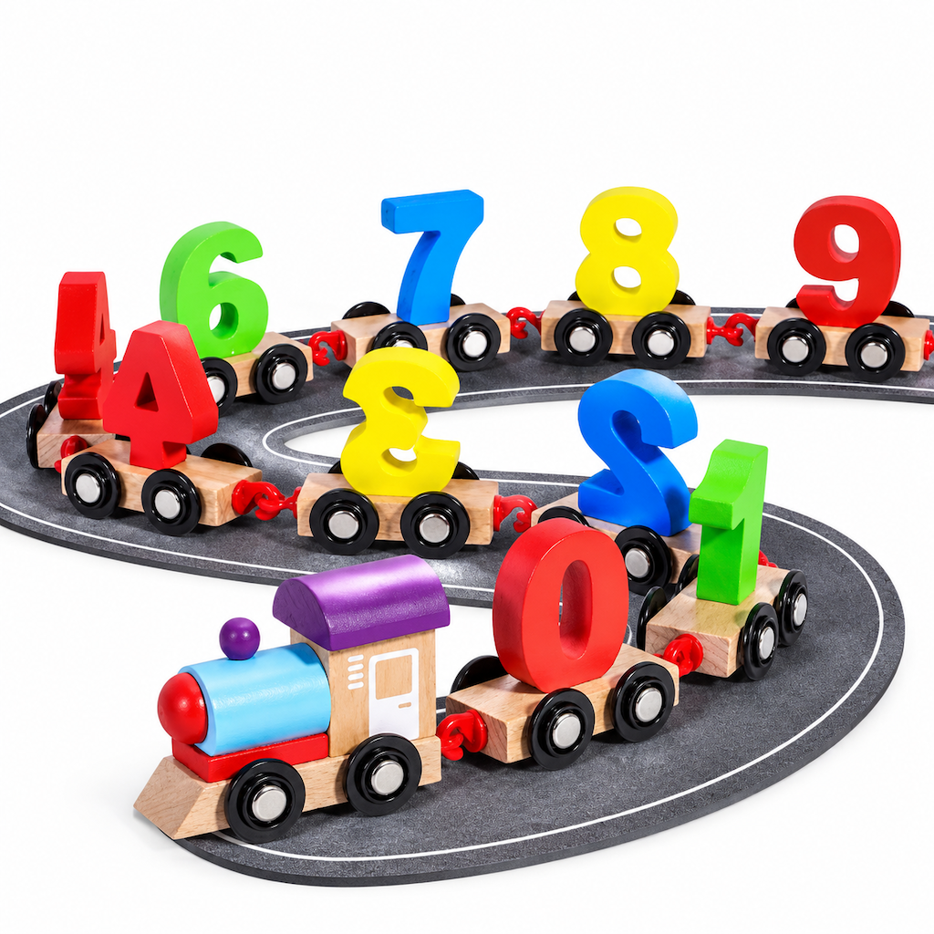 🚂✨ Trenino magnetico numerato in legno – Dì Addio a Giunti Fragili e Interruzioni di Gioco! 🚫 Unione magnetica istantanea, superficie levigata e ideale per imparare a contare 🔢