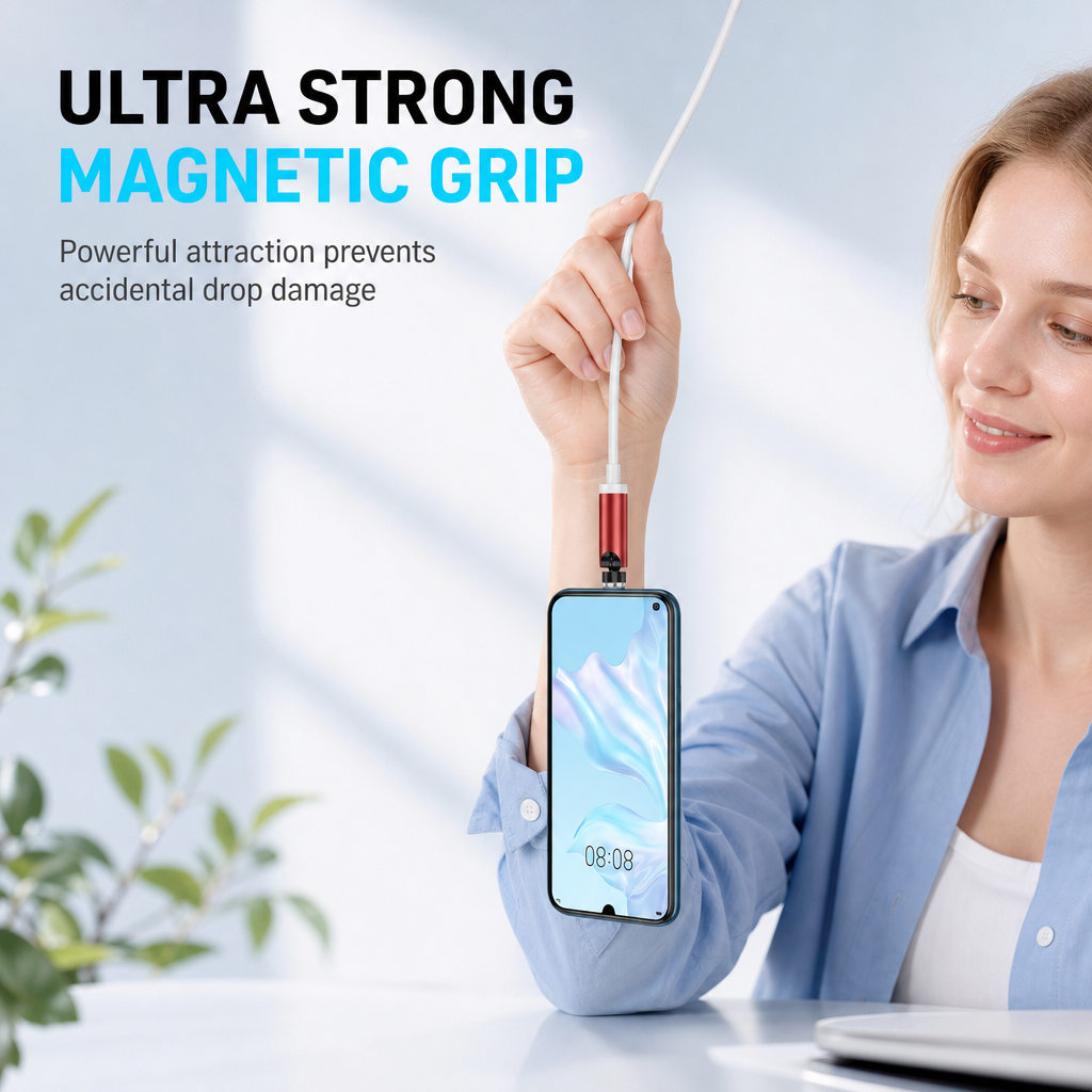 🔌✨ Adattatore di ricarica magnetico girevole 540° – Dì Addio ai Connettori Usati e ai Cavoli Scomodi! 🚫 Aggancio Automatico, Ideale per Giocare e Ricaricare Velocemente 📱