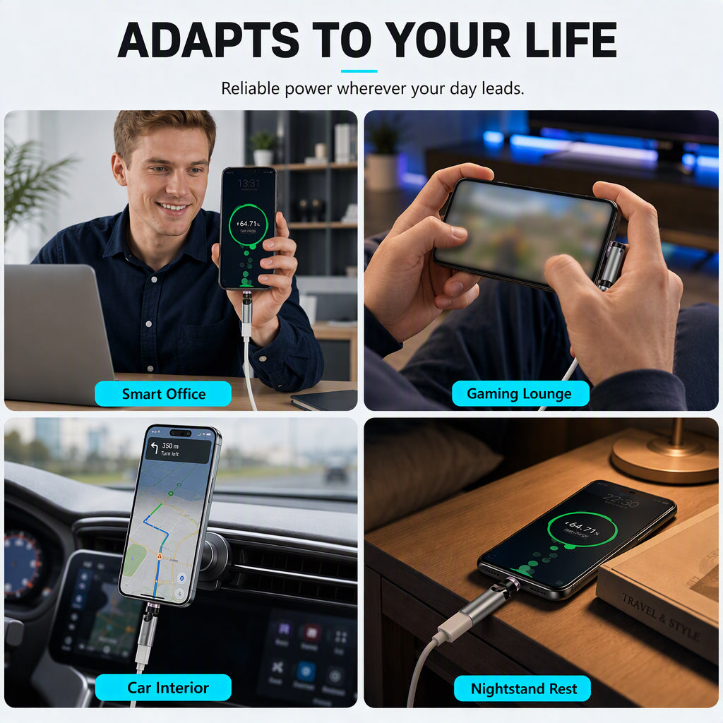 🔌✨ Adattatore di ricarica magnetico girevole 540° – Dì Addio ai Connettori Usati e ai Cavoli Scomodi! 🚫 Aggancio Automatico, Ideale per Giocare e Ricaricare Velocemente 📱
