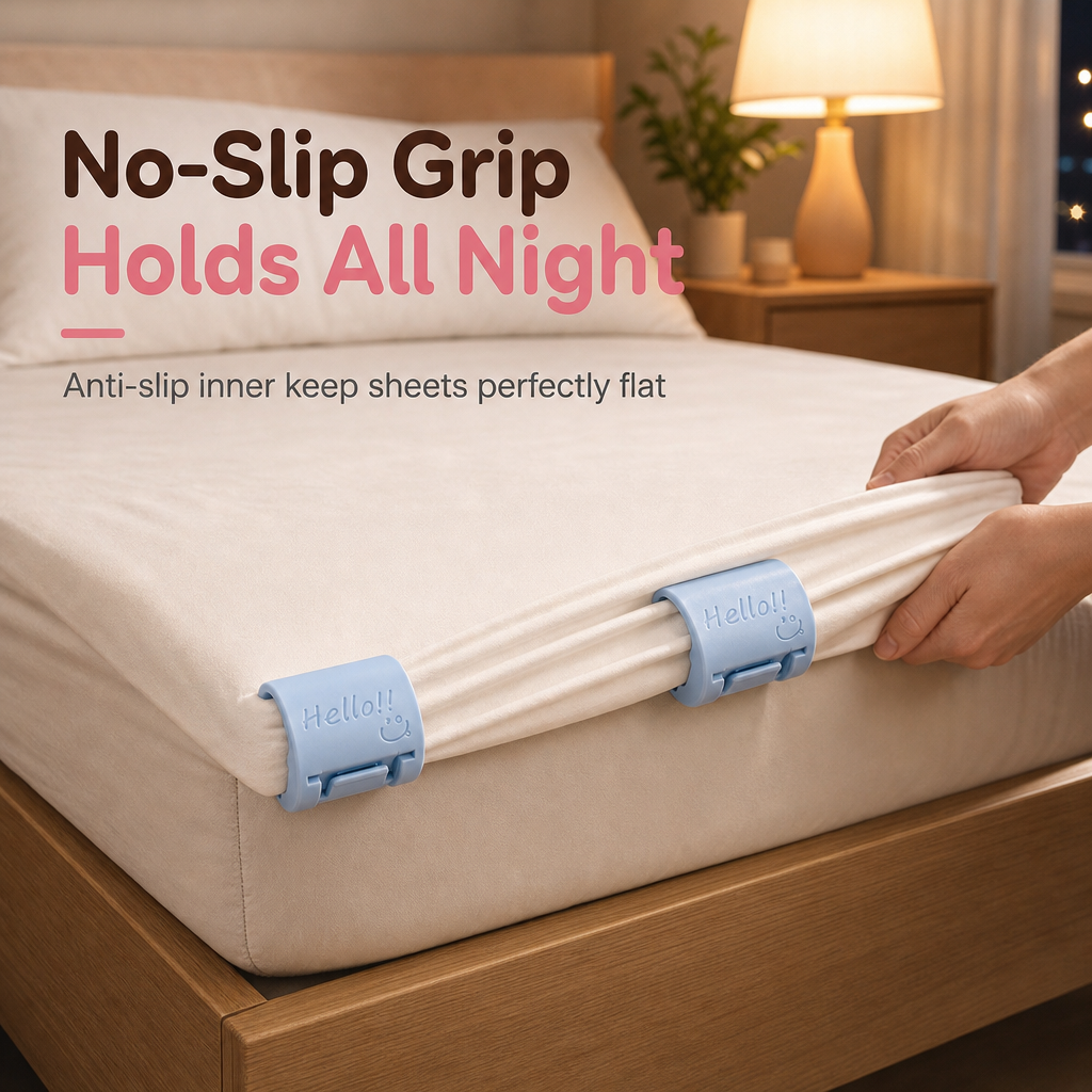🛏️✨ Fermagli per lenzuola senza aghi – Dì Addio alle Lenzuola che si Spostano di Notte! 🚫 Sicuri, Non Forano il Tessuto e Tenuta Antiscivolo 😴