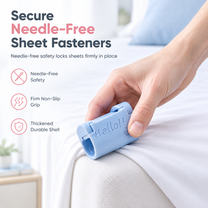 🛏️✨ Fermagli per lenzuola senza aghi – Dì Addio alle Lenzuola che si Spostano di Notte! 🚫 Sicuri, Non Forano il Tessuto e Tenuta Antiscivolo 😴