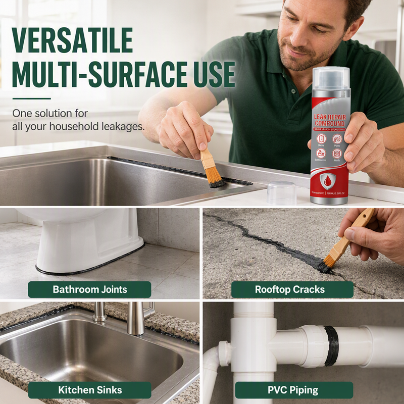 💧✨ Composto sigillante impermeabile per riparare perdite – Dì Addio a crepe e infiltrazioni d'acqua! 🚫 Solidificazione rapida, resistente ai raggi UV, si applica anche su superfici verticali 🧰