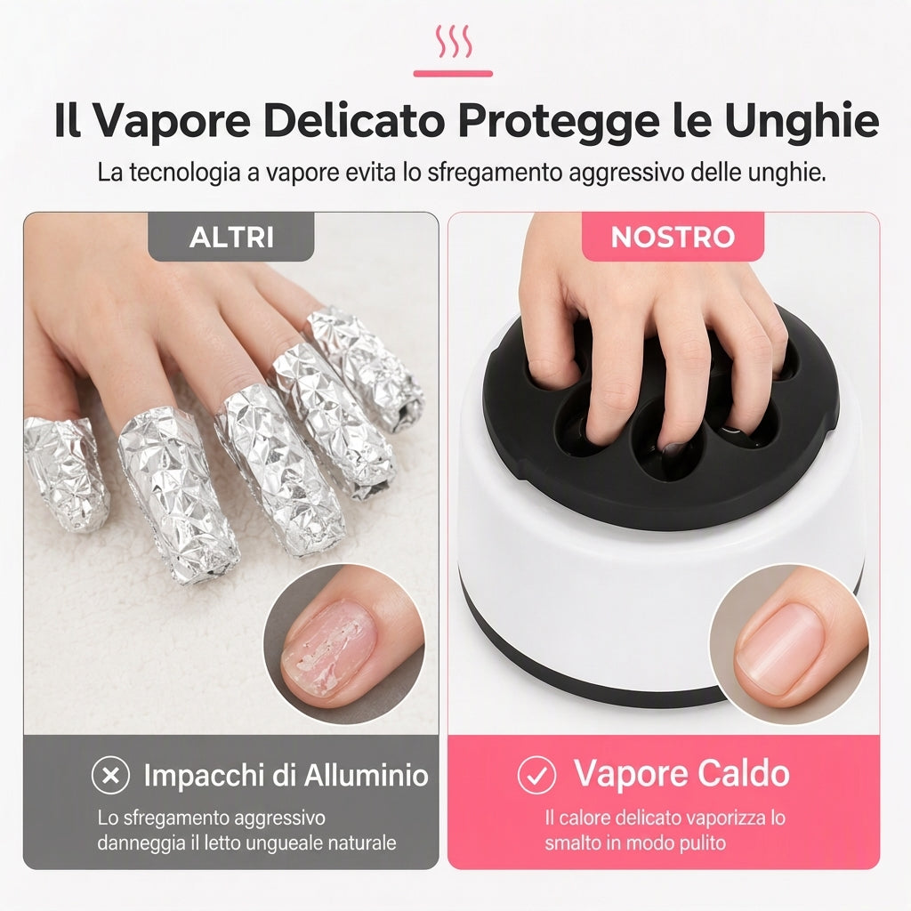💅✨ Rimuovi smalto gel per unghie al vapore – Dì Addio alla raschiatura aggressiva che danneggia le unghie! 🚫 Azione delicata, pannello touch, sicuro per le unghie naturali 🧴