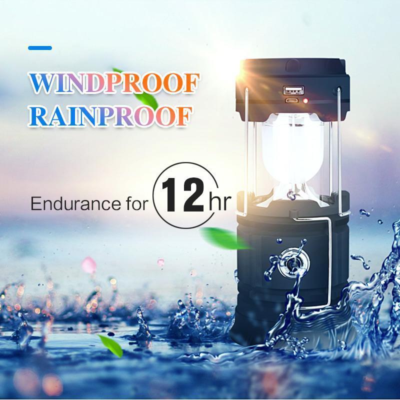 ⏰SCONTO DEL 50% ORA🏕️🔥Lanterna da campeggio retrattile 3-in-1✨Luce bianca, effetto fiamma tremolante e torcia; ricarica solare e USB. Ideale per attività all'aperto, emergenze, escursionismo, pesca e uso in tenda.