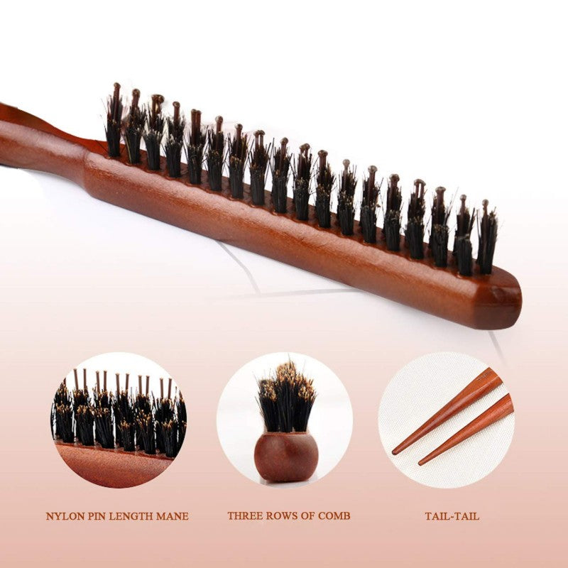 💁✨ Spazzola per capelli con setole naturali e manico a coda di topo – Dì Addio ai nodi e ai capelli spenti! 🚫 Massaggia il cuoio capelluto, distribuisce il sebo e dona lucentezza 💆
