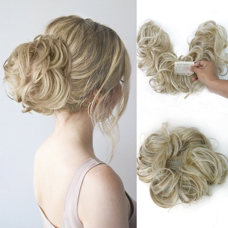 ✨ Accessorio chignon spettinato con pettine laterale – Dì Addio alle acconciature noiose e complicate! 🚫 Montaggio rapido, fissaggio sicuro, stile versatile, fibra resistente al calore 💇‍♀️