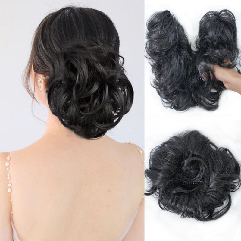 ✨ Accessorio chignon spettinato con pettine laterale – Dì Addio alle acconciature noiose e complicate! 🚫 Montaggio rapido, fissaggio sicuro, stile versatile, fibra resistente al calore 💇‍♀️