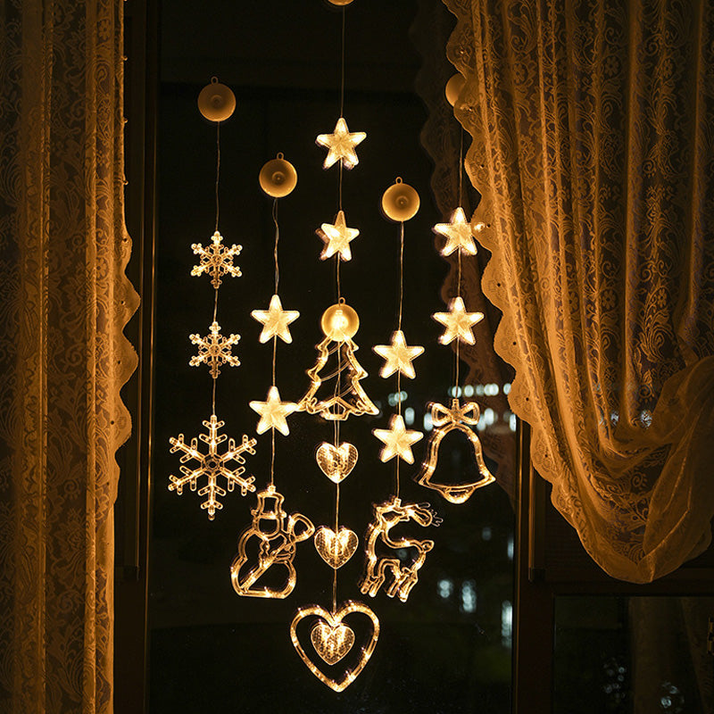 ❄️✨ Luci decorative a fiocco di neve con ventosa per Natale – Dì Addio a trapani, colla e cavi aggrovigliati! 🚫 2 modalità luce (bianco caldo /multicolore), alimentazione a batteria, riutilizzabili per molti anni