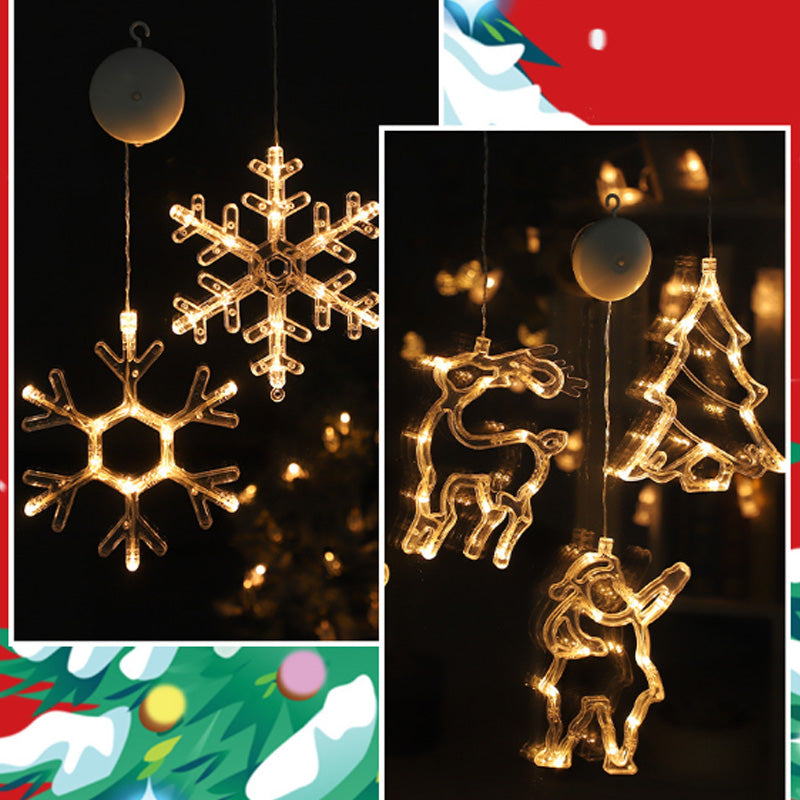 ❄️✨ Luci decorative a fiocco di neve con ventosa per Natale – Dì Addio a trapani, colla e cavi aggrovigliati! 🚫 2 modalità luce (bianco caldo /multicolore), alimentazione a batteria, riutilizzabili per molti anni