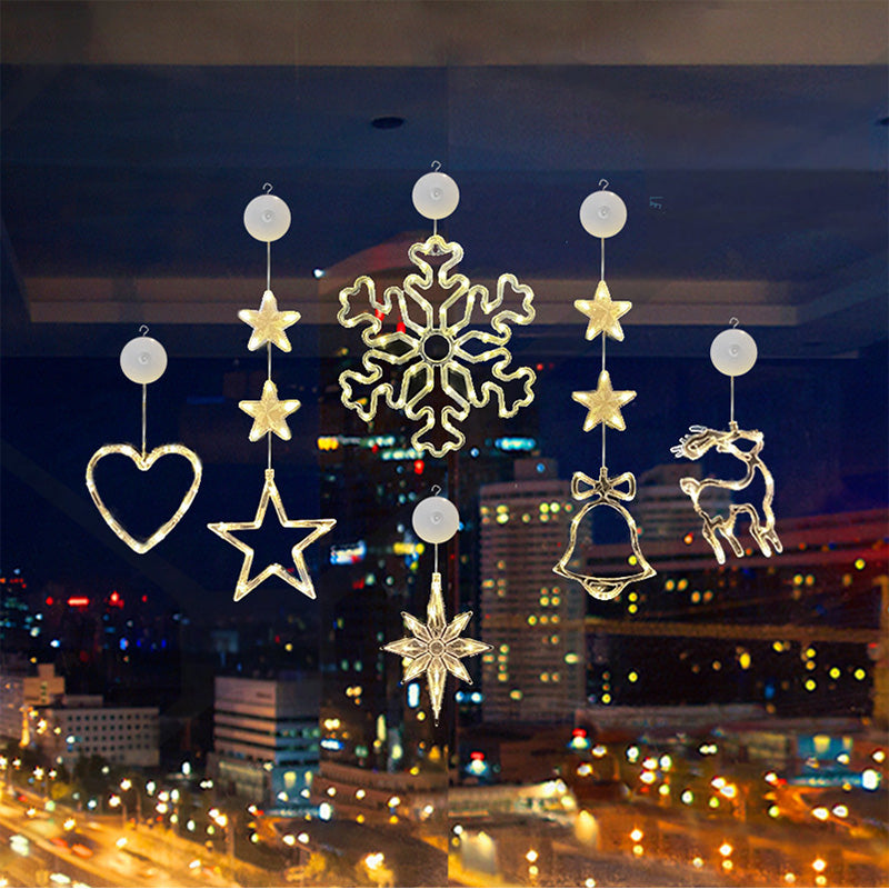 ❄️✨ Luci decorative a fiocco di neve con ventosa per Natale – Dì Addio a trapani, colla e cavi aggrovigliati! 🚫 2 modalità luce (bianco caldo /multicolore), alimentazione a batteria, riutilizzabili per molti anni