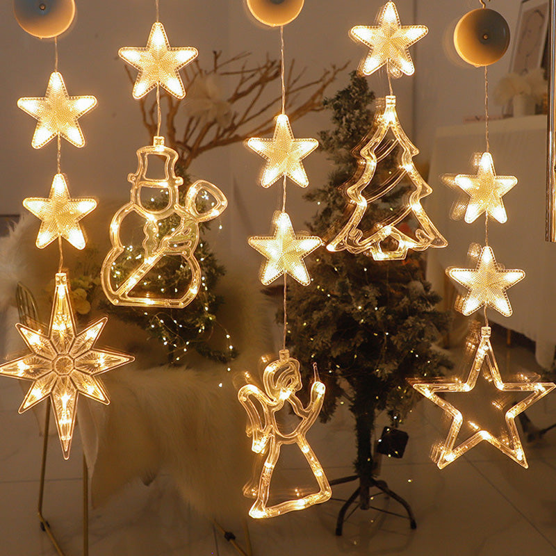 ❄️✨ Luci decorative a fiocco di neve con ventosa per Natale – Dì Addio a trapani, colla e cavi aggrovigliati! 🚫 2 modalità luce (bianco caldo /multicolore), alimentazione a batteria, riutilizzabili per molti anni