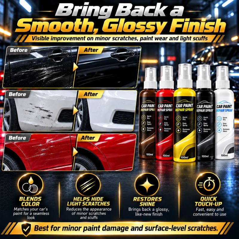 ✨ Spray ritocco vernice auto – Dì Addio ai piccoli graffi e alla vernice scrostata! 🚫 Asciugatura rapida, finitura lucida, 5 colori, applicazione semplice a spruzzo, formato portatile 🚗