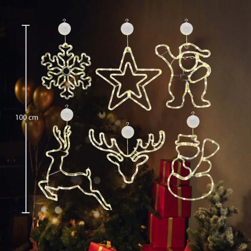 ❄️✨ Luci decorative a fiocco di neve con ventosa per Natale – Dì Addio a trapani, colla e cavi aggrovigliati! 🚫 2 modalità luce (bianco caldo /multicolore), alimentazione a batteria, riutilizzabili per molti anni