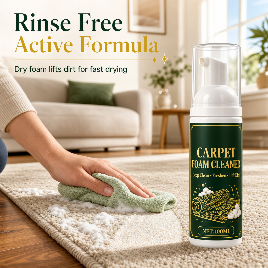🧼✨ Detergente schiumogeno senza risciacquo per tappeti – Dì Addio alle macchie e all’olio sui tappeti! 🚫 Pulizia a secco, schiuma ad alta densità, uso domestico e auto, formato compatto 🧹 ✨