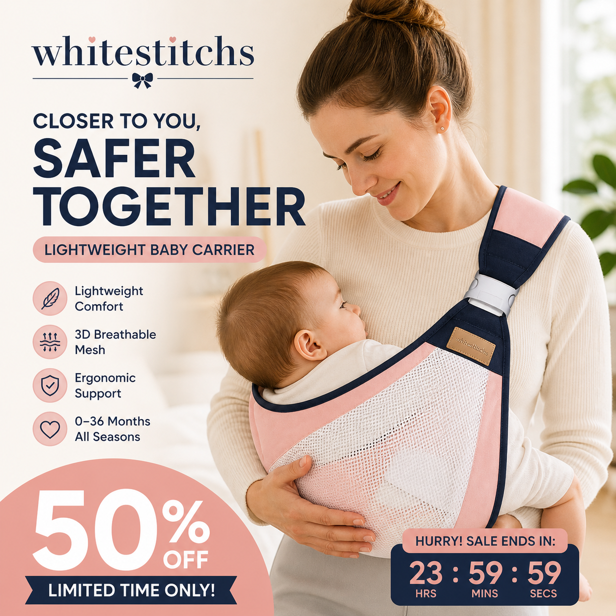 🎉Offerta speciale👶 Marsupio traspirante 4 in 1✨ Da 0 a 36 mesi, davanti/dietro/con il bambino rivolto verso l’interno o verso l’esterno – Mani libere
