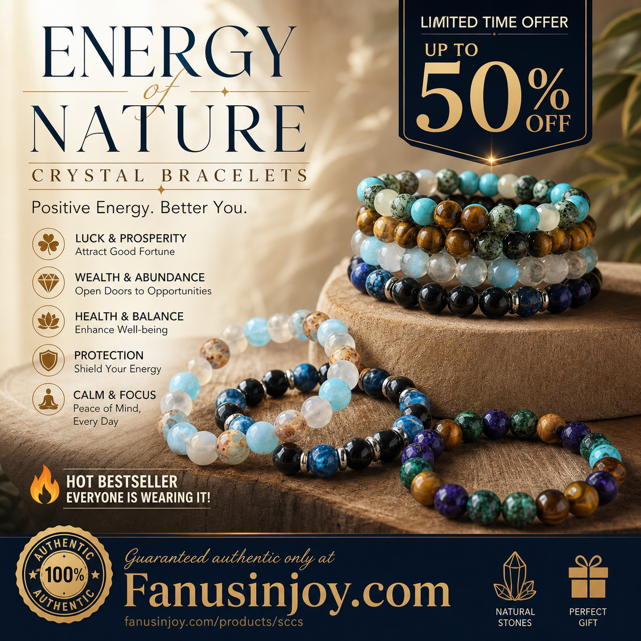 ✨️Amazing 50% Off！🔮Health, Wealth & Protection！📿Bring You Endless Energy！Natural Stone Bead Bracelet