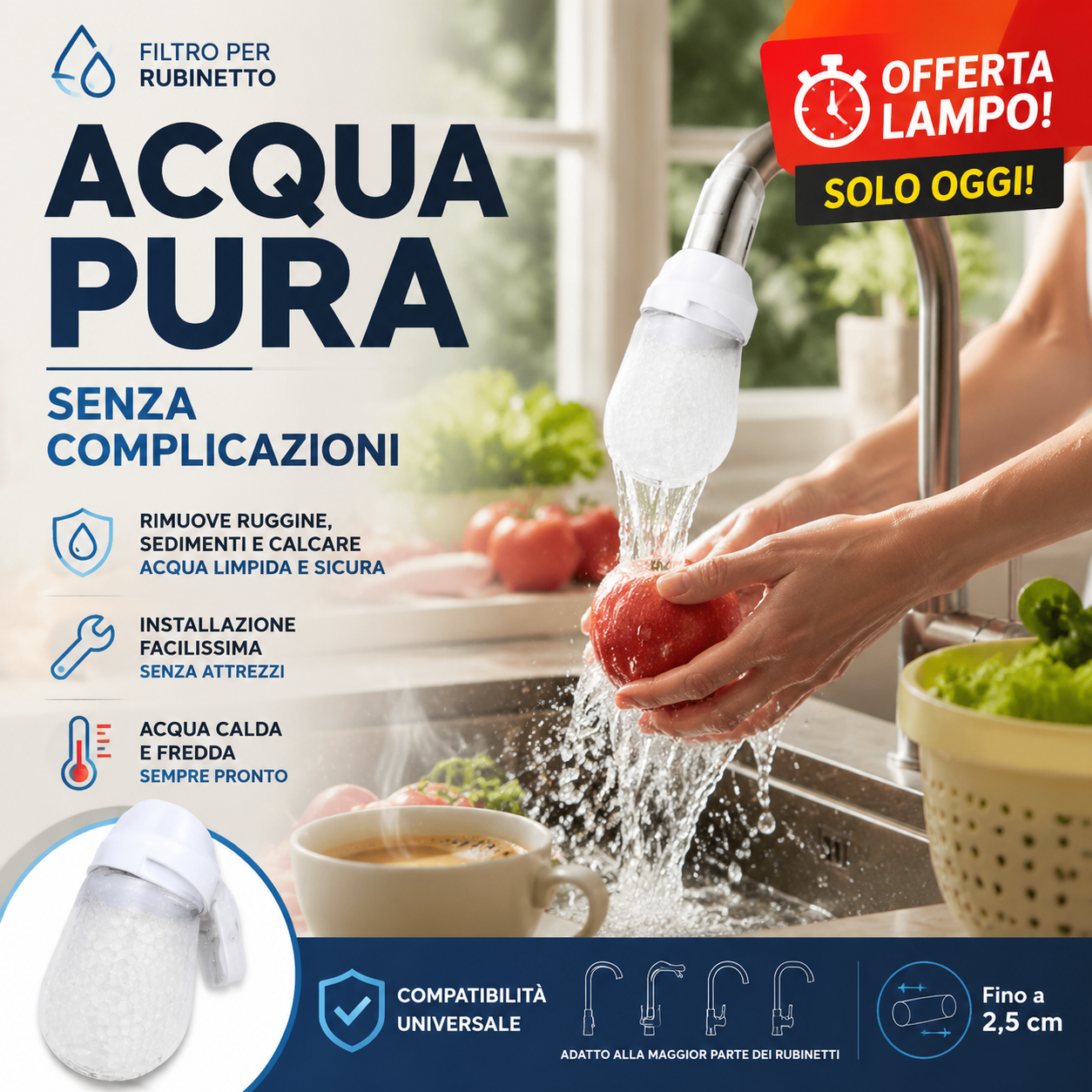 💧-50% Filtro Rubinetto Elimina Sedimenti e Ruggine☕🍝