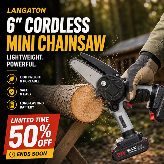 🌲🔋 50% DI SCONTO! Taglia tronchi spessi fino a 30 cm con questa mini motosega da 6 pollici, 2 batterie, potenza da 2580 W, motore brushless, lubrificazione automatica della catena. Leggera, potente e senza fili!