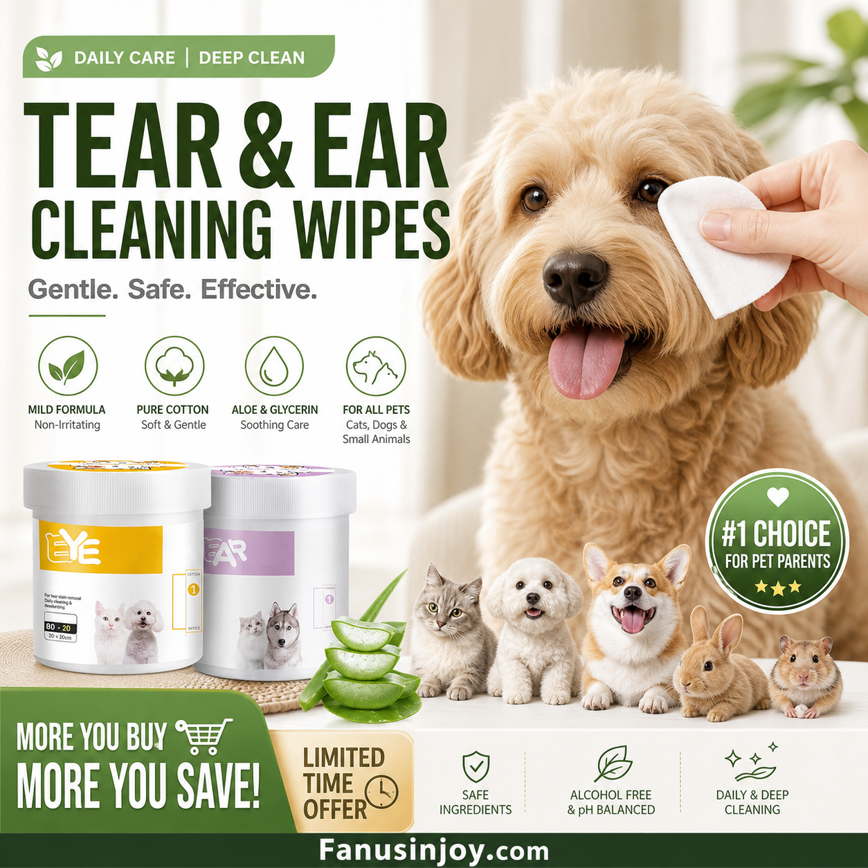 🥳SUPER VENDITA 2026🥳💞50.000+ VENDUTI!👵❤️ Salviette Detergenti Naturali a Base Vegetale per Occhi e Orecchie degli Animali